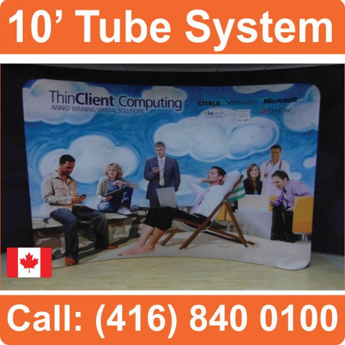10&#039; wide tradeshow tension fabric tube system pop up booth display + graphics for sale