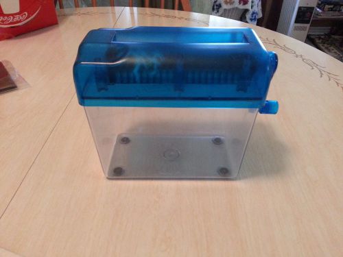 Mini Manual Blue Paper Shredder for Desk or Table Top, Home or Office