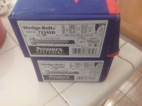 WEDGE-BOLT 7224SD Box of Over 75 3/8&#034; x 3&#034; by Powers Fasteners. concrete anchor