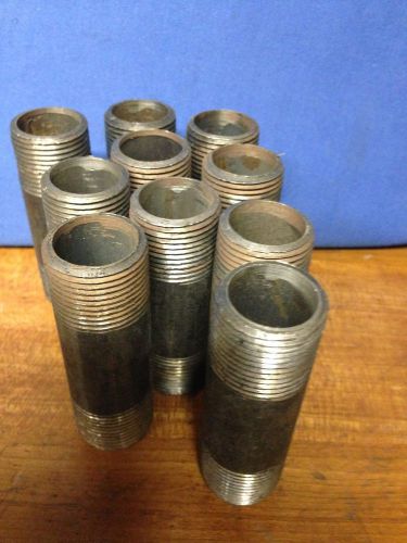 Lot of 10  3/4&#034; x 3&#034; black gas pipe fitting threaded rigid pipe nipple for sale