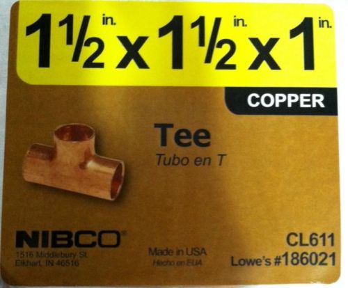 5 Nibco 1 1/2 X 1 Copper Tee