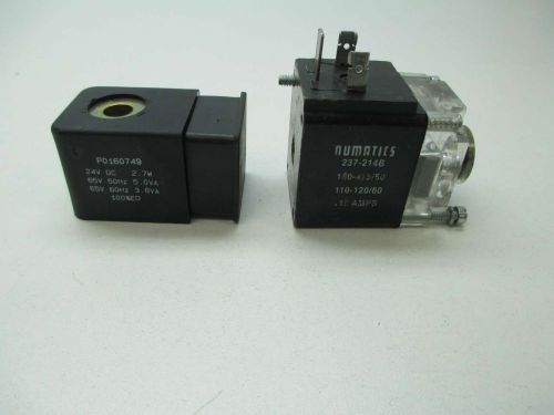 LOT 2 NUMATICS ASSORTED 237-214B PO160749 SOLENOID COIL 24V-DC 120V-AC D395172