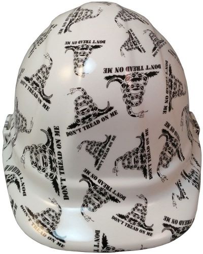 Hydro Dipped Cap Style Hard Hat with Ratchet Suspension- Don&#039;t Tread On Me White