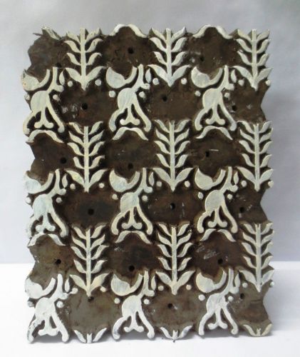 Vintage wooden hand carved fabric paper printing block stamp wallpaper design 24 for sale