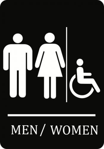 Men / Women Bathroom Sign Unisex Restroom Wheelchair Access Industrial Single US