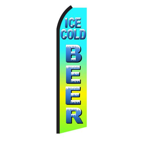 Ice cold beer swooper sign flag feather super flutter banner /pole /spike bx for sale