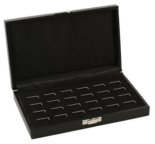 Wholesale 12 Black Wide Slot  24 Ring Display Portable Storage Boxes Cases