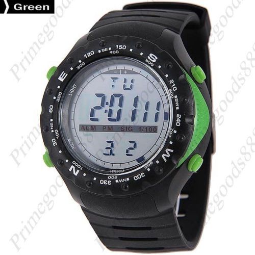 Digital Sport Silica Gel LED Alarm Stopwatch Date Men&#039;s Wrist Wristwatch Green