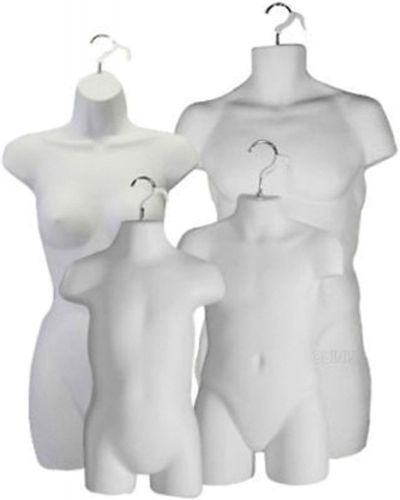 A set of male, female, child &amp; toddler mannequins -white for sale