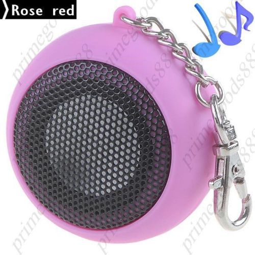 USB Rechargeable Speaker 3.5mm Jack Key Chain PC MP3 MP4 Laptop Cell Rose Red