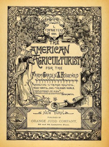 1891 cover american agriculturist orange judd farming agricultural aag1 for sale