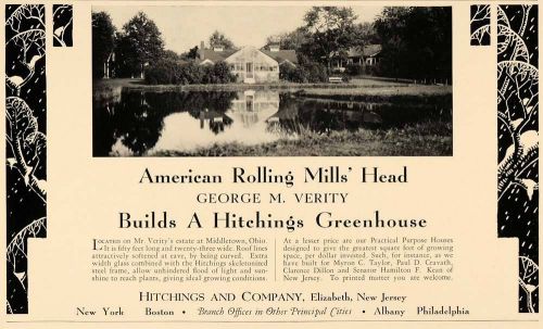 1932 Ad Hitchings Builders Greenhouse Conservatories - ORIGINAL ADVERTISING F5B