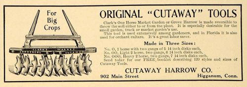 1909 ad cutaway harrow company higganum crop gangs tool - original gm1 for sale