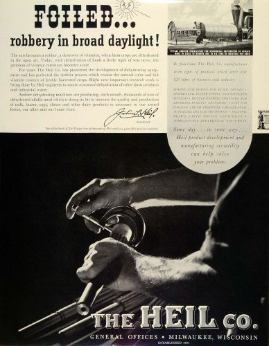 1942 Ad WWII Heil Food Dehydrating Ardrier Agriculture Crops Vitamins War FZ4