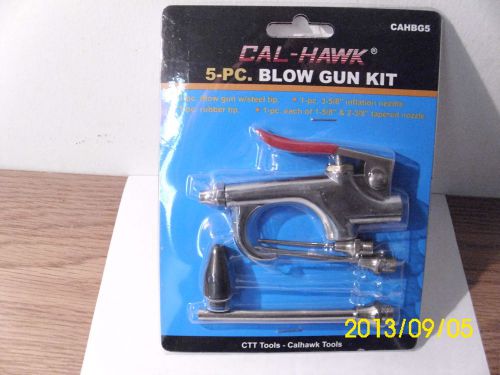 Cal Hawk 5pc Air Compressor Blow Gun Accessories Kit 3 Nozzles NEW Tools CAHBG5
