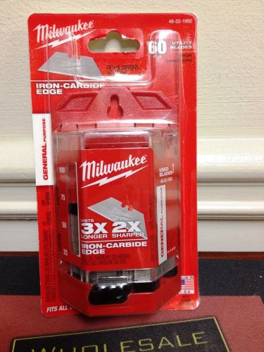 Milwaukee 48-22-1950 Pack of 60 Utility Blades w/ Dispenser 3x Longer 2x Sharper