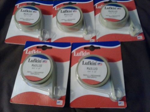Lot of 5 Lufkin RW312D Tape Refills for  3/4&#034; x 12&#039;