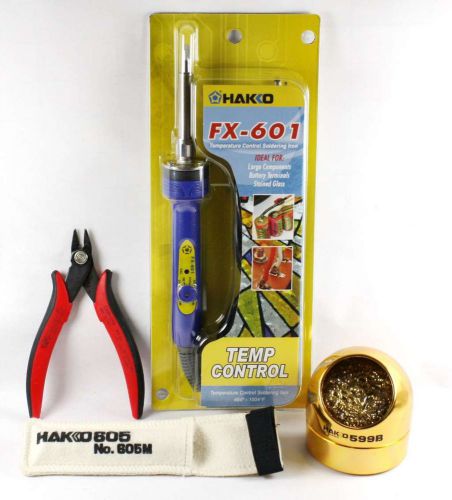 Hakko fx601-02 adjustable soldering iron with free hot sock, chp170 cutter and 5 for sale