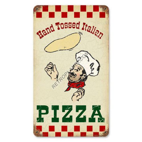 Hand tossed italian pizza metal sign for sale