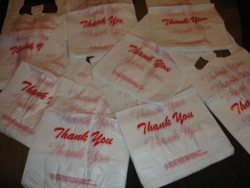 50  &#034;Thank You&#034; Plastic Grocery Store,Red Letter,Shopping,Carry Out Etc. Bags