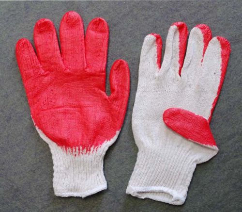 300 pair cotton /poly work gloves  lg w/ red latex coated palm finger white for sale