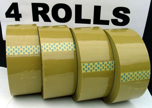4 rolls 2&#034; x 110 yards 2.5 mil tan brown tape carton packing sealing shipping for sale