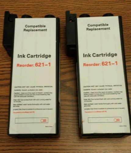 2 (TWO) Pitney Bowes  621-1 COMPATIBLE red ink cartridge&#039;s Slightly Used