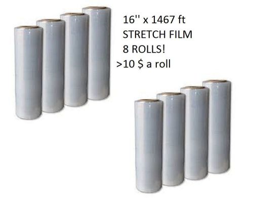 8 Rolls (2 cases) of Eco Stretch Wrap 16&#039;&#039; x 1467 Shrink Film *FREE EXPEDITED*