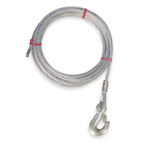 7x19 7/32&#034; 75 ft Wire Towing Rope Winch Cable with Clevis Hook DAYTON 1DLJ8 New
