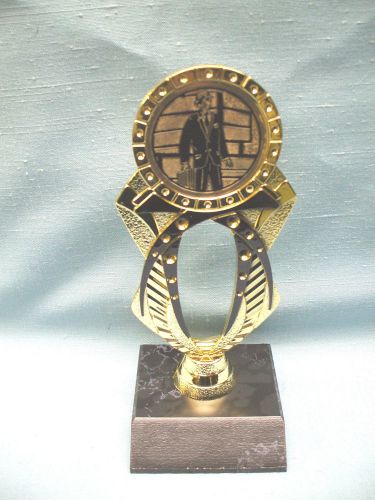 MALE SALESMAN trophy black and gold jeweled with black wood base