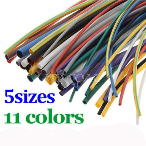55pcs assortment polyolefin 2:1 heat shrink tubing sleeving wrap wire kit 5 size for sale