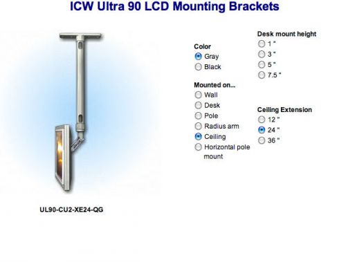 ICW Ultra 90 LCD/UL90 Stud Ceiling Mount with 24&#034; Ext Pipe-Medical/Dental/Other