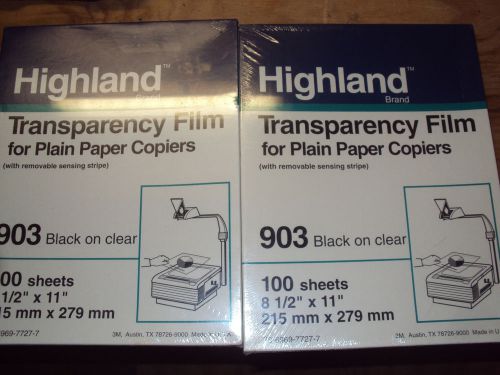 Lot of 2 3M Highland Transparency Film 100 Sheets Black On Clear 903 Sealed