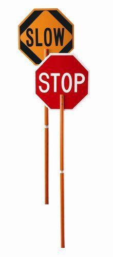 Cortina 03-822P ABS Plastic Pole Mounted Paddle Sign  Legend &#034;STOP/SLOW&#034;  106&#034; H