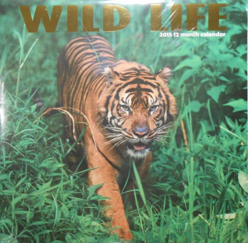 2015 Calendar WILD LIFE Animals Lion Tiger Zebra 12-Month 12&#034;x11&#034; SEALED