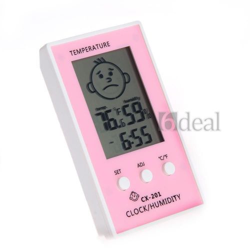 Digital Thermometer Hygrometer LCD Baby Face Temperature Humidity Clock