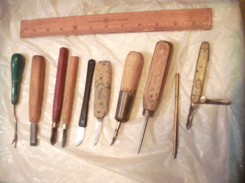 old used tools lot 10 leather wood carver whitler saddle designer handy creator