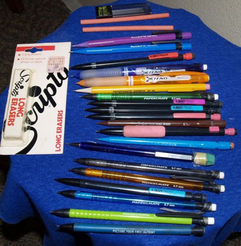 20 Lightly Used Mechanical Pencils-Paper Mate,Bic, Scripto,RoseArt,