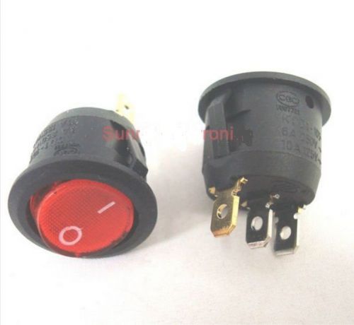 2x ac 6a 250v red light on off spst round button boat car auto rocker switch b18 for sale
