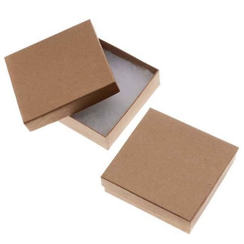 Kraft Brown Square Cardboard Jewelry Boxes 3.5 x 3.5 x 1 Inches (16)