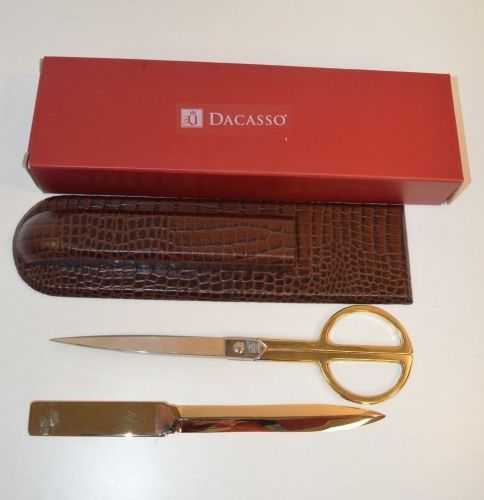 Dacasso Brown Crocodile Embossed Leather Library Set