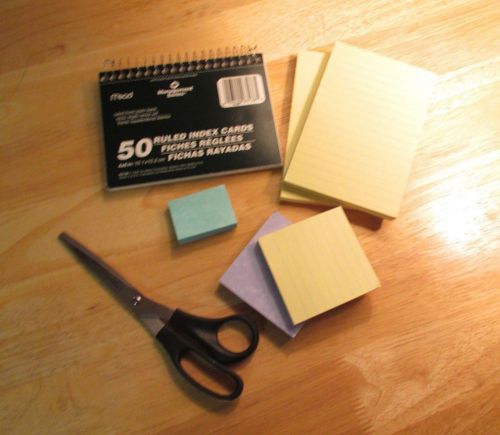 Mixed Lot of Loose New Office School Supplies: index cards post-it  - P6018a