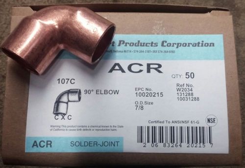 Elkhart 31288 lot of 50 copper 90 sweat elbow 3/4&#034; x 3/4&#034; id plumbing fitting for sale
