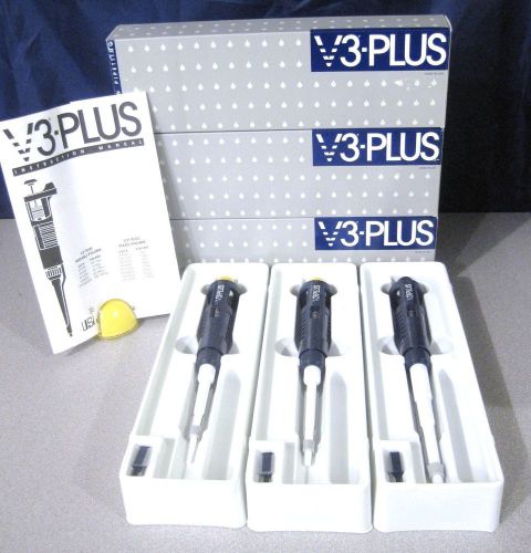 3 new vwr ulster scientific v3-plus pipette set 2-20,20-200,100-1000 p20 p200 p1 for sale