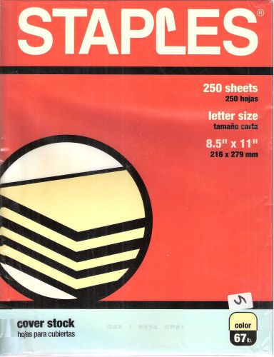 Yellow amarillo cover stock (letter size 8.5 x 11&#034;) 67lb 250 sheets /staples new for sale