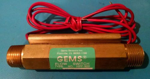 Gems 62196  flow switch type: hpf-920, spec: 1.5 gpm, 20va 120vac thru 240vac for sale
