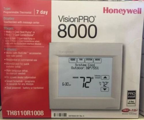 Honeywell TH8110R1008 Vision Pro 8000 Programmable Thermostat With RedLink 1H/1C