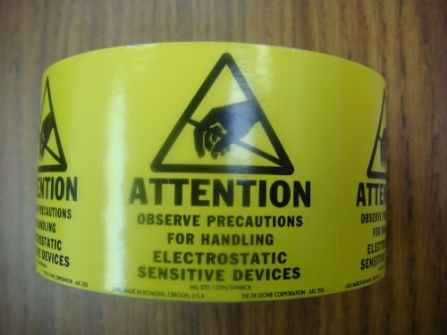 De Leone ASC 205 Roll of 1000 2 x 2&#034; Static Warning Labels