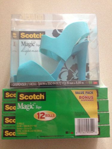 Scotch Magic Tape High Heel Dispenser With 12 Roll of Tape New