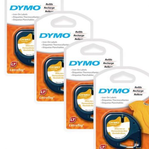 Dymo LetraTag Iron-On Fabric Tape  (4 Pack White) QX50 Tag Maker Labels Refills